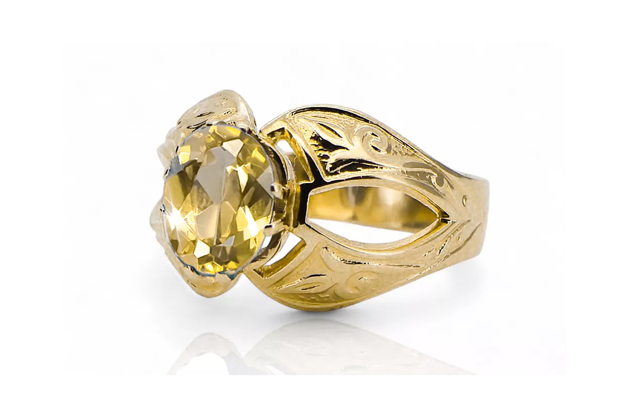 Anneau Style vintage Péridot jaune Or jaune 14 carats vrc135y